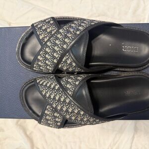 Dior Monogram Black and Gray Slides